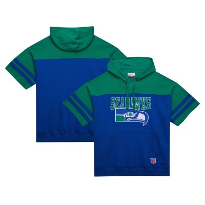 Толстовка Seattle Seahawks Mitchell & Ness  Off Field Vintage Logo Short Sleeve - Royal