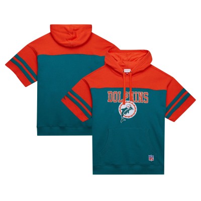 Толстовка Miami Dolphins Mitchell & Ness  Off Field Vintage Logo Short Sleeve - Aqua