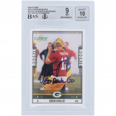 Aaron Rodgers Green Bay Packers Autographed 2005 Score #352 Beckett Fanatics Witnessed Authenticated 9/10 Rookie Card with Go Pack Go Inscription