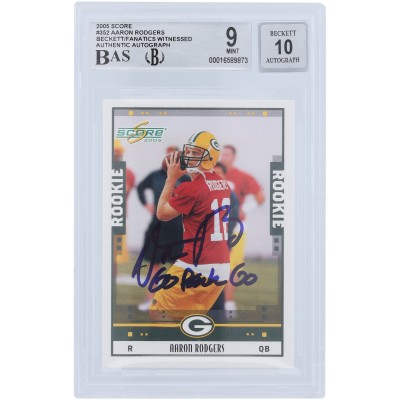 Aaron Rodgers Green Bay Packers Autographed 2005 Score #352 Beckett Fanatics Witnessed Authenticated 9/10 Rookie Card with Go Pack Go Inscription