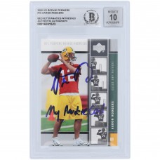 Aaron Rodgers Green Bay Packers Autographed 2005 Upper Deck Rookie Premiere #16 Beckett Fanatics Witnessed Authenticated 10 Rookie Card with My Rookie Card Inscription