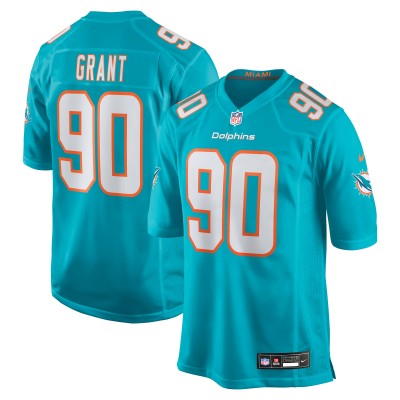 Игровая джерси Miami Dolphins Kenneth Grant Nike Aqua 2025 NFL Draft First Round Pick Game