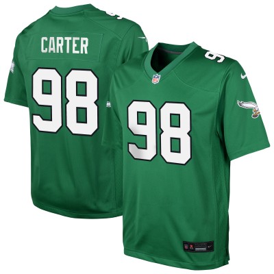 Подростковая Philadelphia Eagles Jalen Carter Nike Kelly Green Game Jersey