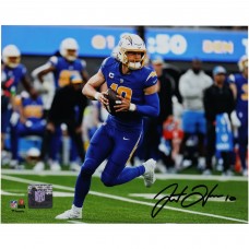 Justin Herbert Los Angeles Chargers Autographed Fanatics Authentic 8 x 10 Royal Jersey Scrambling Photograph