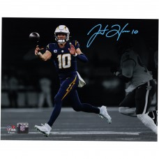 Justin Herbert Los Angeles Chargers Autographed Fanatics Authentic 11 x 14 Navy Jersey Passing Spotlight Photograph Justin Herbert Los Angeles Chargers Autographed Fanatics Authentic 11 x 14 Navy Jersey Passing Spotlight Photograph