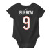 для малыша Cincinnati Bengals Joe Burrow Nike Black Name & Number Bodysuit
