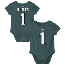 Newborn & Малышам Philadelphia Eagles Jalen Hurts Nike Midnight Green Player Name & Number Bodysuit