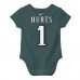 Newborn & Малышам Philadelphia Eagles Jalen Hurts Nike Midnight Green Player Name & Number Bodysuit