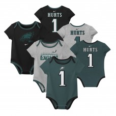 Newborn & Малышам Philadelphia Eagles Jalen Hurts Nike Name & Number 3-Pack Bodysuit Set