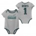 Newborn & Малышам Philadelphia Eagles Jalen Hurts Nike Name & Number 3-Pack Bodysuit Set