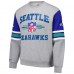Seattle Seahawks Mitchell & Ness Heather Gray All Over 4.0 Vintage Logo Pullover Sweatshirt