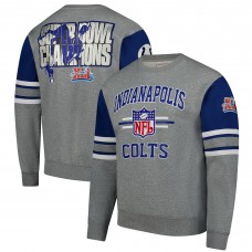 Indianapolis Colts Mitchell & Ness Heather Gray All Over 4.0 Vintage Logo Pullover Sweatshirt
