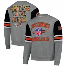 Cincinnati Bengals Mitchell & Ness Heather Gray All Over 4.0 Vintage Logo Pullover Sweatshirt