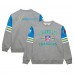 Los Angeles Chargers Mitchell & Ness Heather Gray All Over 4.0 Vintage Logo Pullover Sweatshirt