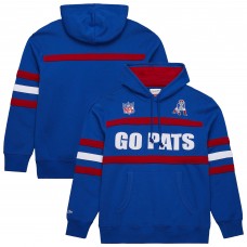 New England Patriots Royal Vintage Logo Head Coach Fleece Pullover Hoodie New England Patriots Royal Vintage Logo Head Coach Fleece Pullover Hoodie