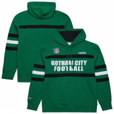 New York Jets Kelly Green Vintage Logo Head Coach Fleece Pullover Hoodie New York Jets Kelly Green Vintage Logo Head Coach Fleece Pullover Hoodie