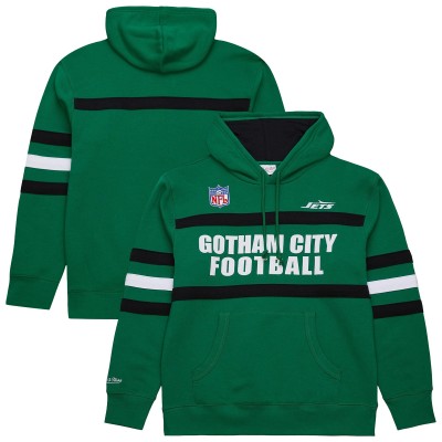 New York Jets Kelly Green Vintage Logo Head Coach Fleece Pullover Hoodie