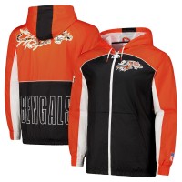 Cincinnati Bengals Mitchell & Ness Black Big Shot Premium Full-Zip Windbreaker