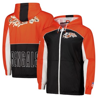 Cincinnati Bengals Mitchell & Ness Black Big Shot Premium Full-Zip Windbreaker