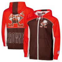 Cleveland Browns Mitchell & Ness Brown Big Shot Premium Full-Zip Windbreaker