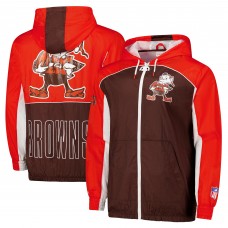 Cleveland Browns Mitchell & Ness Brown Big Shot Premium Full-Zip Windbreaker