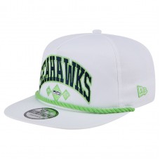 Seattle Seahawks New Era White Diamond Golfer Snapback Hat