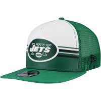 Бейсболка New York Jets New Era White/Green Striped A-Frame 9FIFTY Trucker Snapback
