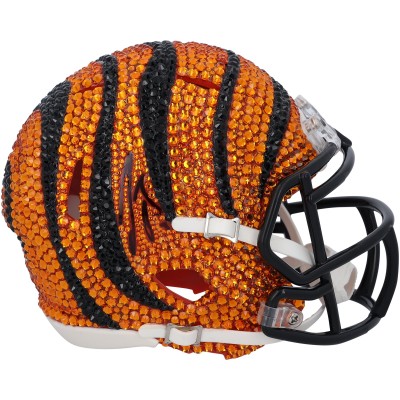 Joe Burrow Cincinnati Bengals Autographed Fanatics Authentic Swarovski Crystal Riddell Speed Mini Helmet - Art by Rock On Sports