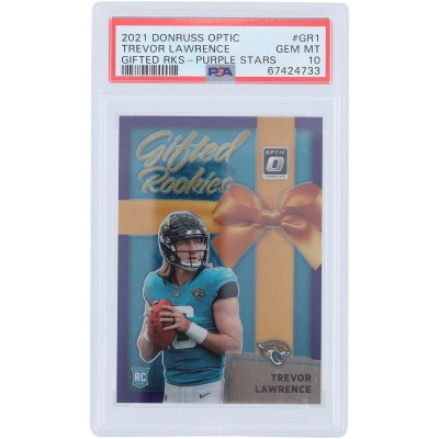 Trevor Lawrence Jacksonville Jaguars 2021 Panini Donruss Optic Gifted Rookies Purple #GR-1 #12/25 PSA Authenticated 10 Rookie Card