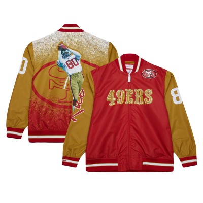 San Francisco 49ers Jerry Rice Mitchell & Ness Scarlet Retired Player Graphic Full-Zip Satin Jacket