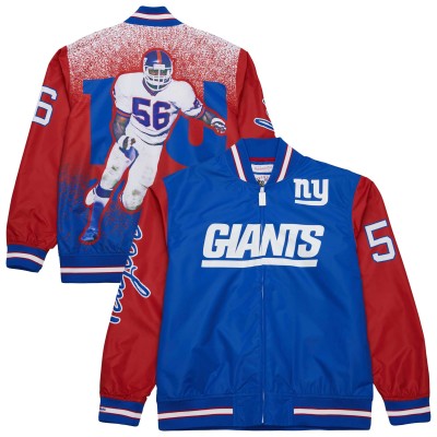 New York Giants Lawrence Taylor Mitchell & Ness Royal Retired Player Graphic Full-Zip Satin Jacket