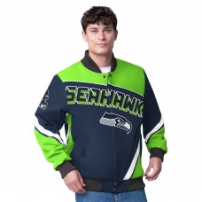 Seattle Seahawks G-III Extreme College Navy Maximum Racing Full-Snap Jacket