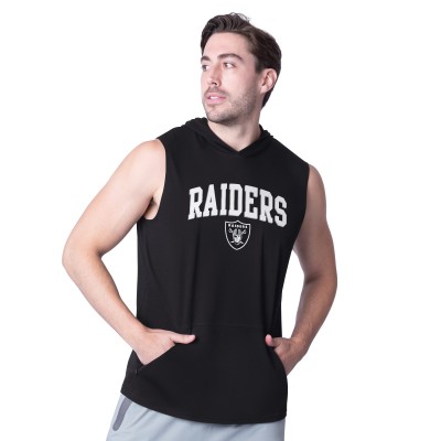 Las Vegas Raiders MSX by Michael Strahan Black Action Sleeveless Pullover Hoodie