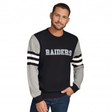 Las Vegas Raiders Tommy Hilfiger Black/Heather Gray Acrylic Crewneck Pullover Sweater