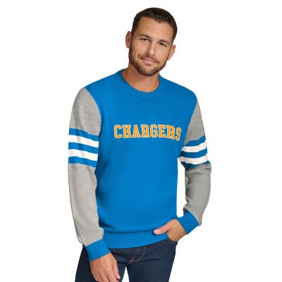 Los Angeles Chargers Tommy Hilfiger Powder Blue/Heather Gray Acrylic Crewneck Pullover Sweater