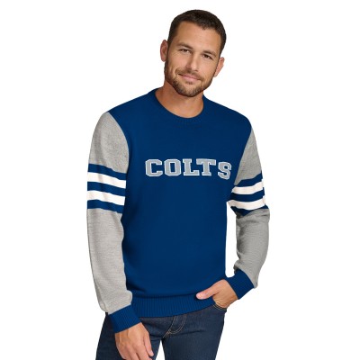 Indianapolis Colts Tommy Hilfiger Royal/Heather Gray Acrylic Crewneck Pullover Sweater
