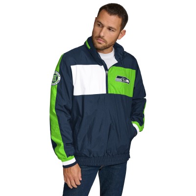 Seattle Seahawks Tommy Hilfiger College Navy Gael Lightweight Half-Zip Pullover Hoodie Jacket