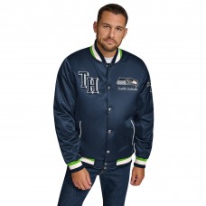Seattle Seahawks Tommy Hilfiger College Navy Dante Full-Snap Satin Jacket