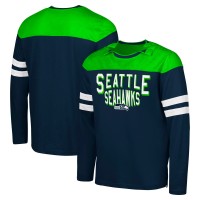 Seattle Seahawks G-III Sports by Carl Banks College Navy/Neon Green Adaptive Hail Mary Long Sleeve T-Shirt