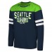Seattle Seahawks G-III Sports by Carl Banks College Navy/Neon Green Adaptive Hail Mary Long Sleeve T-Shirt