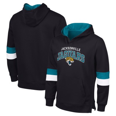 Jacksonville Jaguars G-III Sports by Carl Banks Black/Teal Adaptive Faceoff Pullover Hoodie