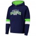 Seattle Seahawks G-III Sports by Carl Banks College Navy/Neon Green Adaptive Faceoff Pullover Hoodie