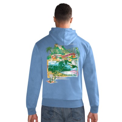New England Patriots Margaritaville Blue Time Flies Garment Dyed Pullover Hoodie