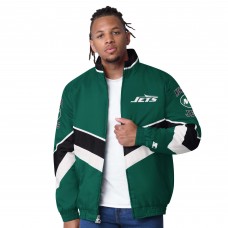 New York Jets Starter Green Captain Satin Varsity Jacket New York Jets Starter Green Captain Satin Varsity Jacket