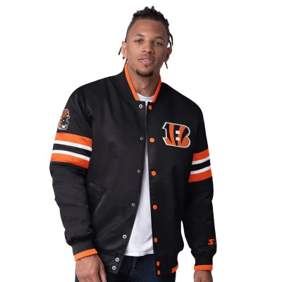 Cincinnati Bengals Starter Black Scout I Full-Snap Varsity Jacket