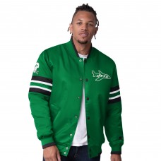 New York Jets Starter Green Vintage Logo Scout I Full-Snap Varsity Jacket New York Jets Starter Green Vintage Logo Scout I Full-Snap Varsity Jacket