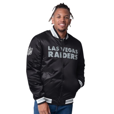 Las Vegas Raiders Starter Black/Silver Closer Reversible Satin Full-Snap Jacket