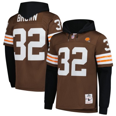 Толстовка Cleveland Browns Jim Brown Mitchell & Ness Brown Player Name & Number Legacy Jersey