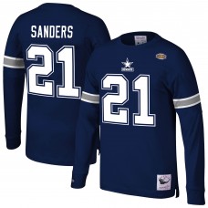 Dallas Cowboys Deion Sanders Mitchell & Ness Navy Retired Player Name & Number Long Sleeve Top