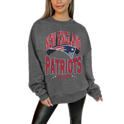 Женская New England Patriots Gameday Couture Charcoal Oversized Long Weekend Premium Fleece Drop Shoulder Pullover Sweatshirt